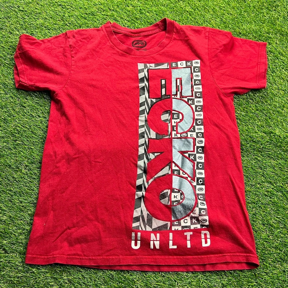 Ecko Unltd Boys Red Graphic Logo T-Shirt Size Medium Streetwear Short Sleeve